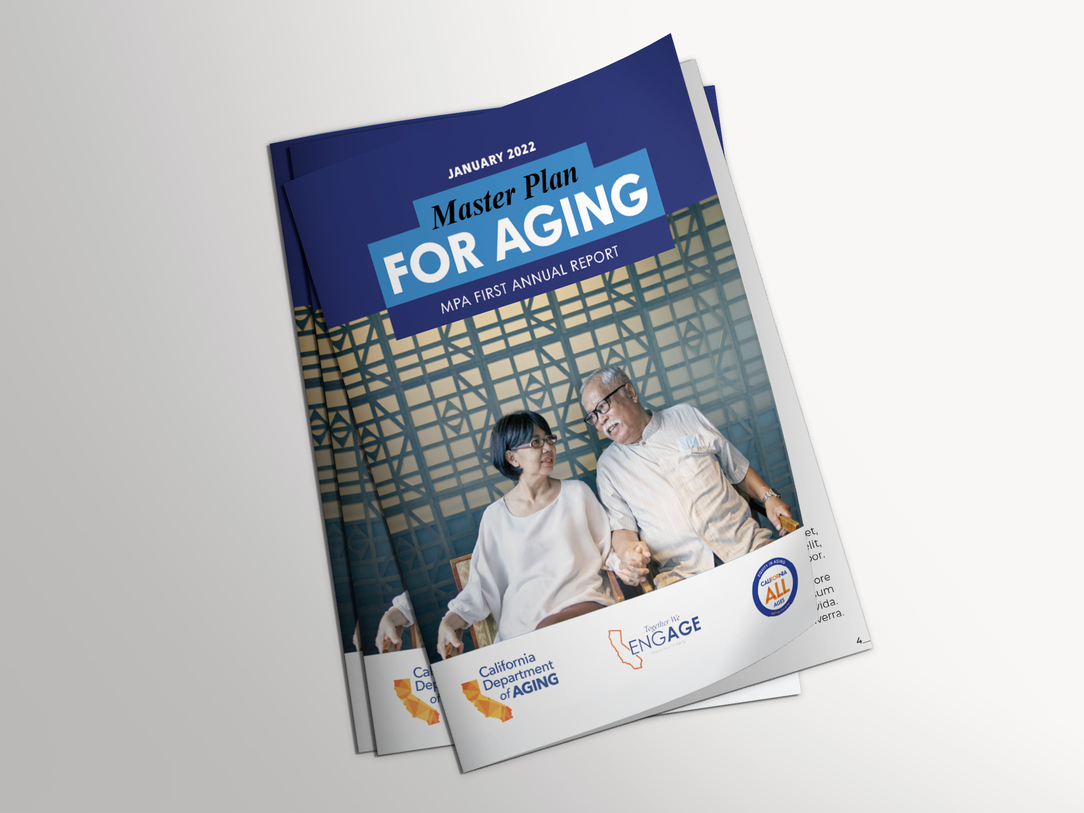 A stack of three Master Plan for Aging Annual Reports